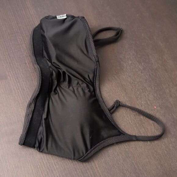 Black Convertible Textured Bandeau Bikini Swim Top Size M - Picture 9 of 9